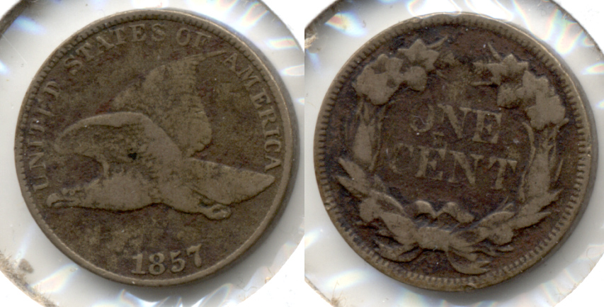 1857 Flying Eagle Cent VG-8 Dark w