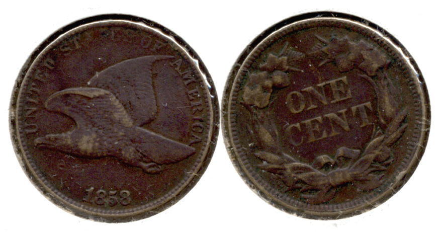 1858 Large Letters Flying Eagle Cent EF-40 Dark