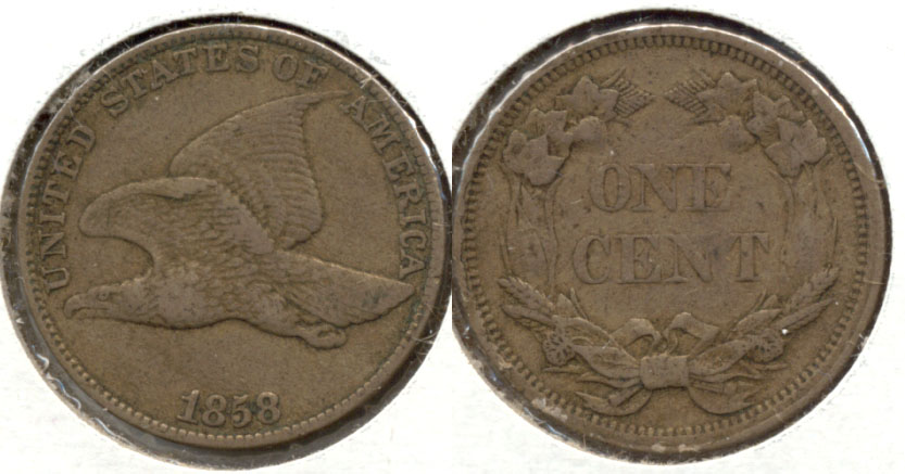 1858 Large Letters Flying Eagle Cent EF-45