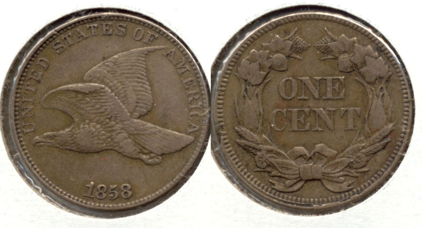 1858 Large Letters Flying Eagle Cent EF-45 a