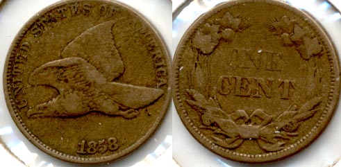 1858 Large Letters Flying Eagle Cent F-12