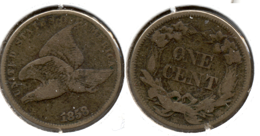 1858 Large Letters Flying Eagle Cent F-12 j Slight Roughness