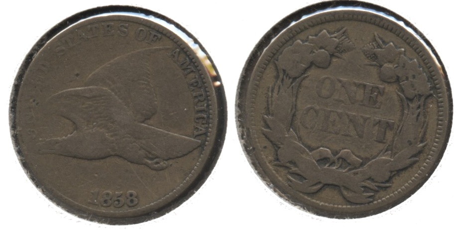1858 Large Letters Flying Eagle Cent F-12 #m