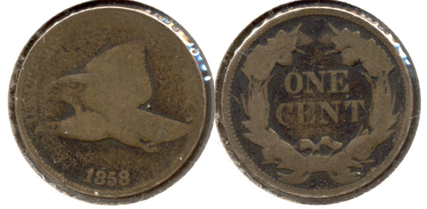 1858 Large Letters Flying Eagle Cent Fair-2 d