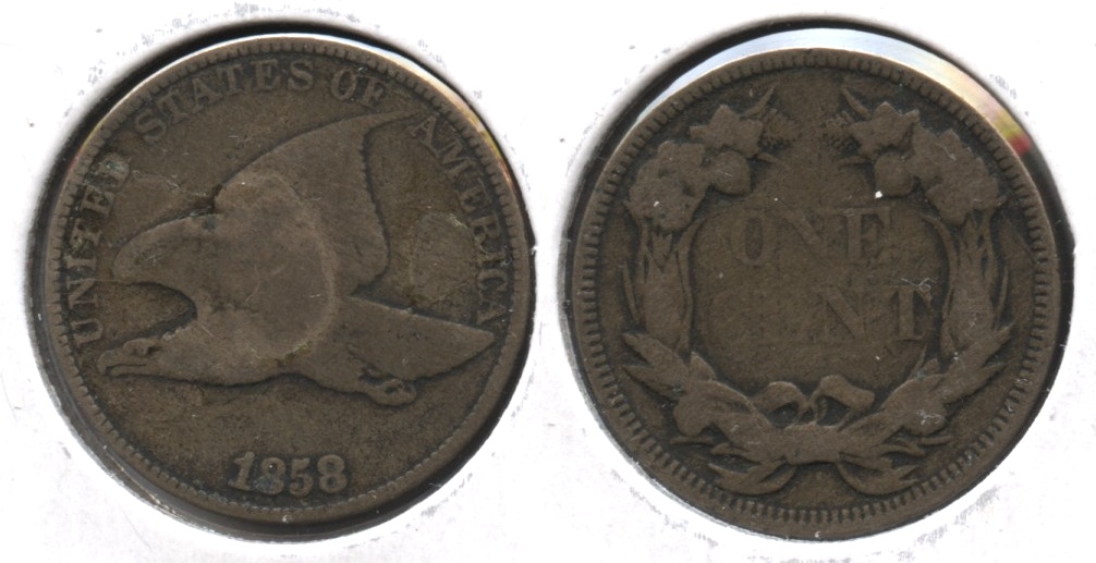 1858 Large Letters Flying Eagle Cent Good-4 #ac Bulge