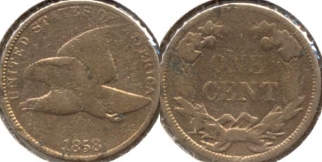 1858 Large Letters Flying Eagle Cent Good-4 f Cleaned