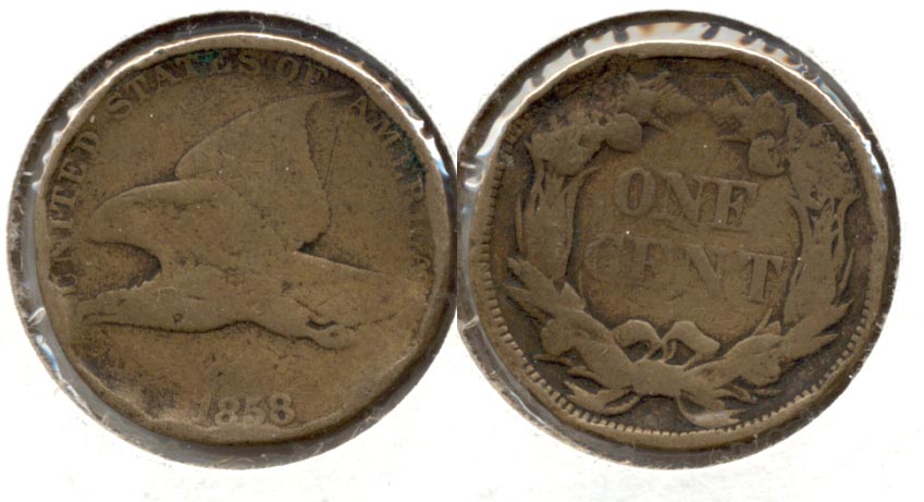 1858 Large Letters Flying Eagle Cent Good-4 o Edge Bumps