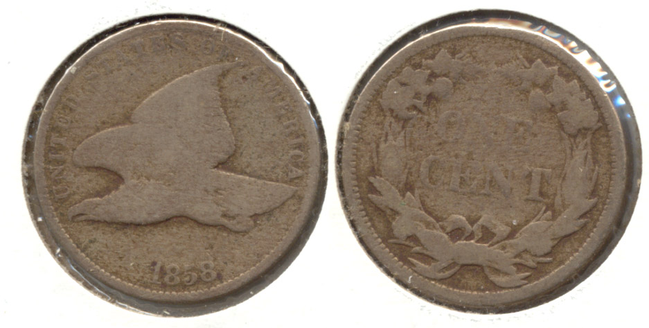 1858 Large Letters Flying Eagle Cent Good-4 p