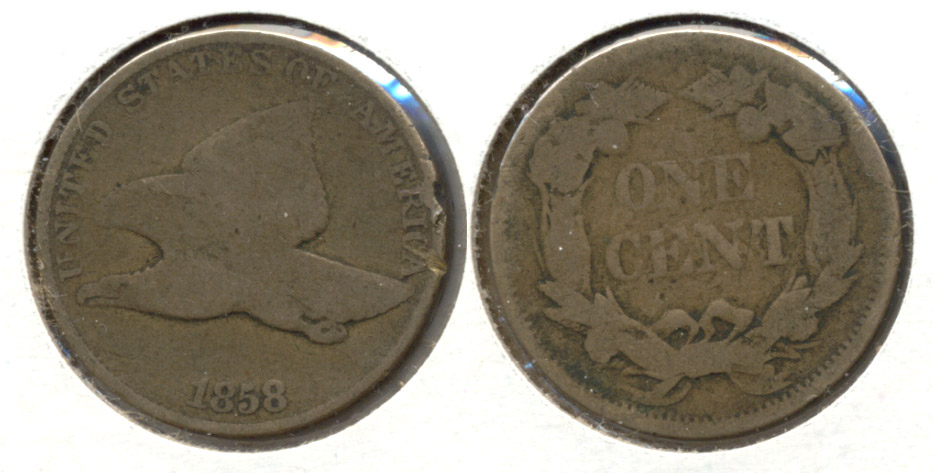 1858 Large Letters Flying Eagle Cent Good-4 r