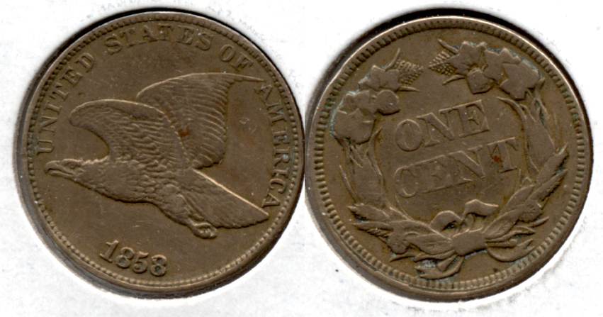 1858 Large Letters Flying Eagle Cent VF-20 a Cleaned