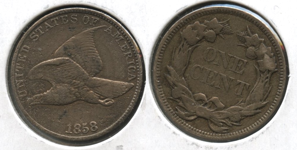 1858 Large Letters Flying Eagle Cent VF-20 #g Porous Obverse