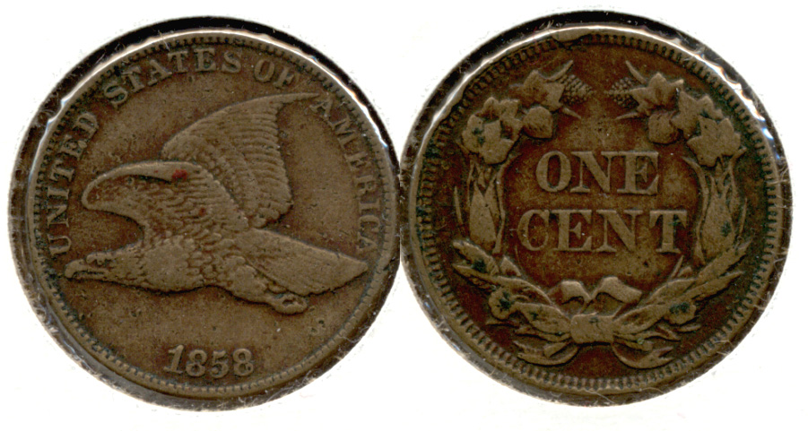 1858 Large Letters Flying Eagle Cent VF-30
