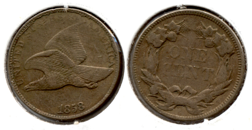 1858 Large Letters Flying Eagle Cent VF-30 a