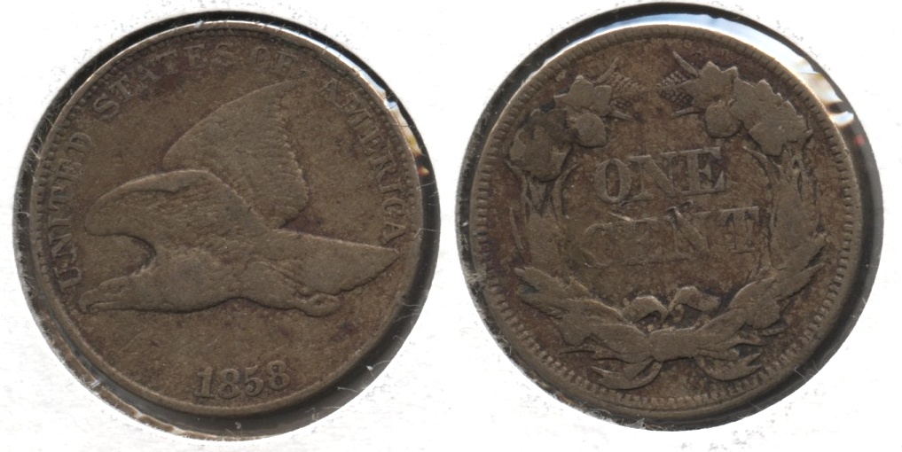 1858 Large Letters Flying Eagle Cent VF-30 #b Light Porosity