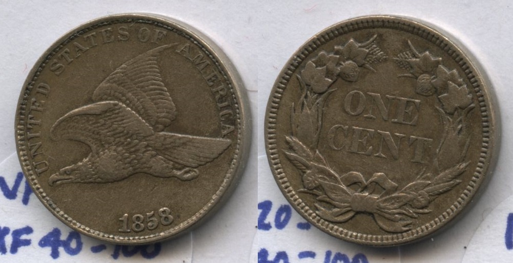 1858 Large Letters Flying Eagle Cent VF-30 #d