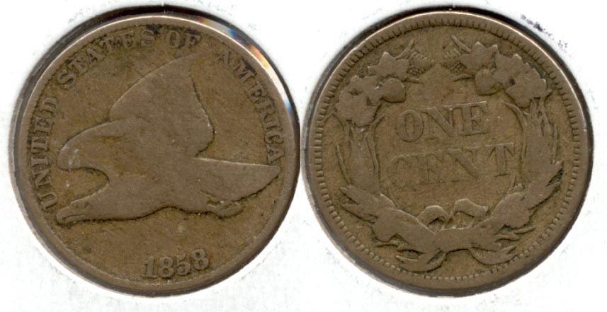 1858 Large Letters Flying Eagle Cent VG-8 d