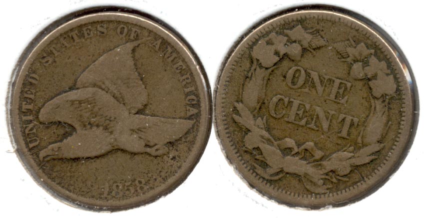 1858 Large Letters Flying Eagle Cent VG-8 e