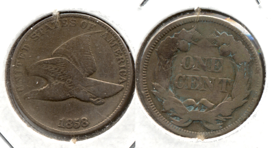 1858 Large Letters Flying Eagle Cent VG-8 h Cleaned
