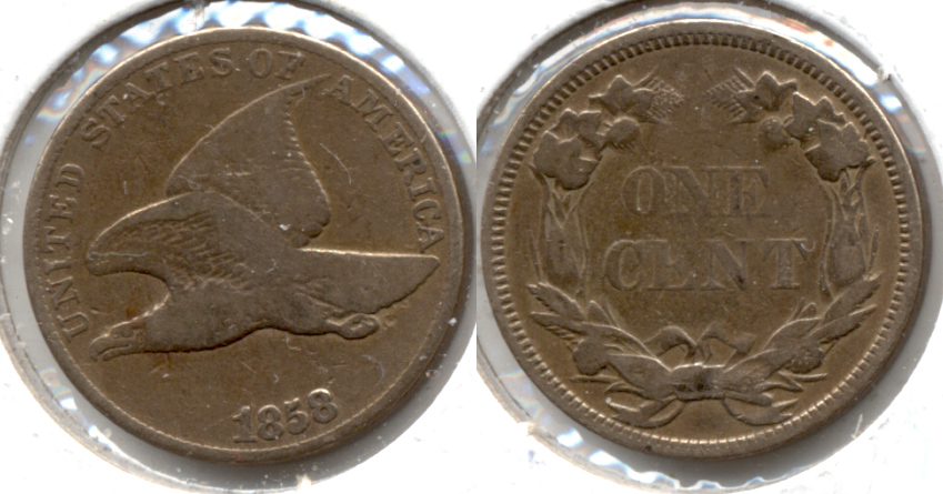 1858 Large Letters Flying Eagle Cent VG-8 j Cleaned