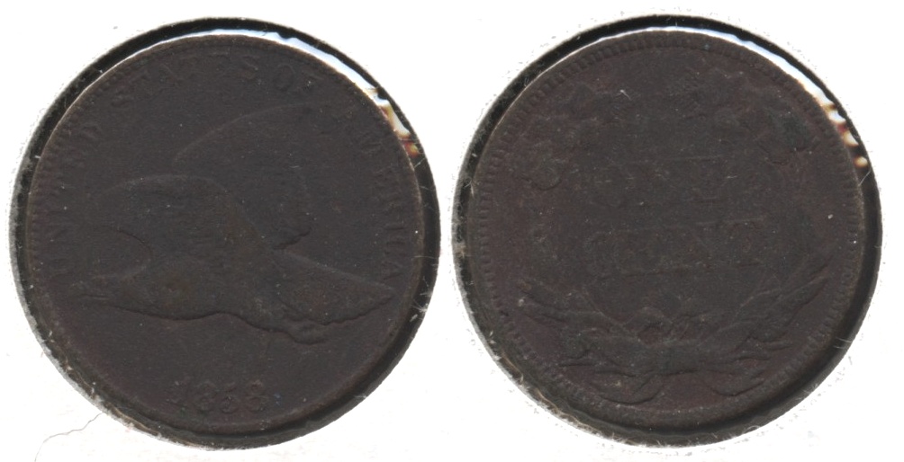 1858 Large Letters Flying Eagle Cent VG-8 #m Dark