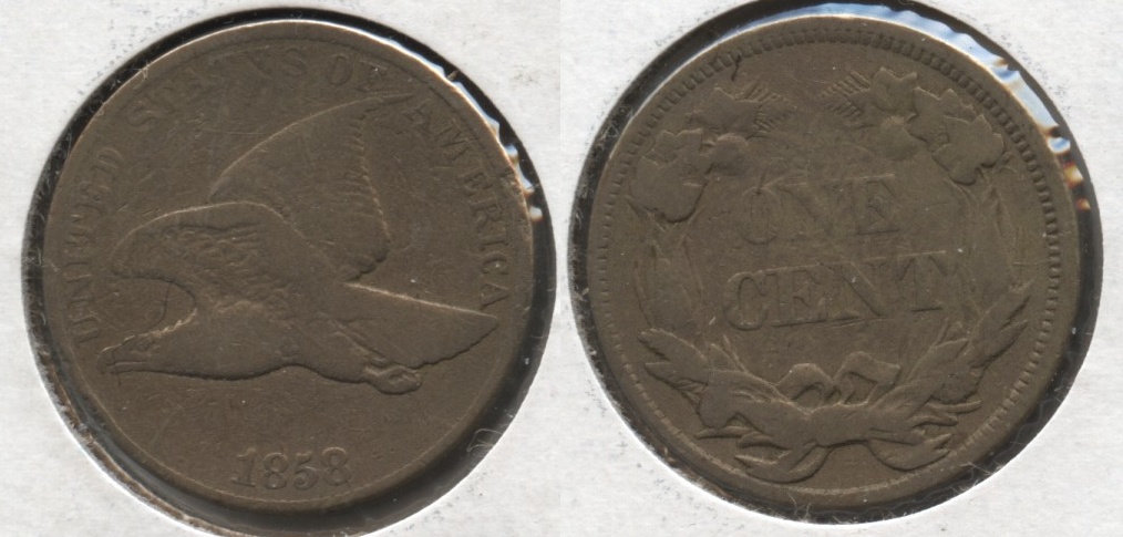 1858 Large Letters Flying Eagle Cent VG-8 #o