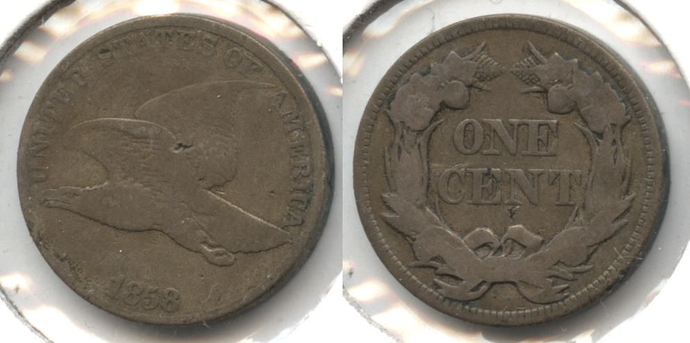 1858 Large Letters Flying Eagle Cent VG-8 #p