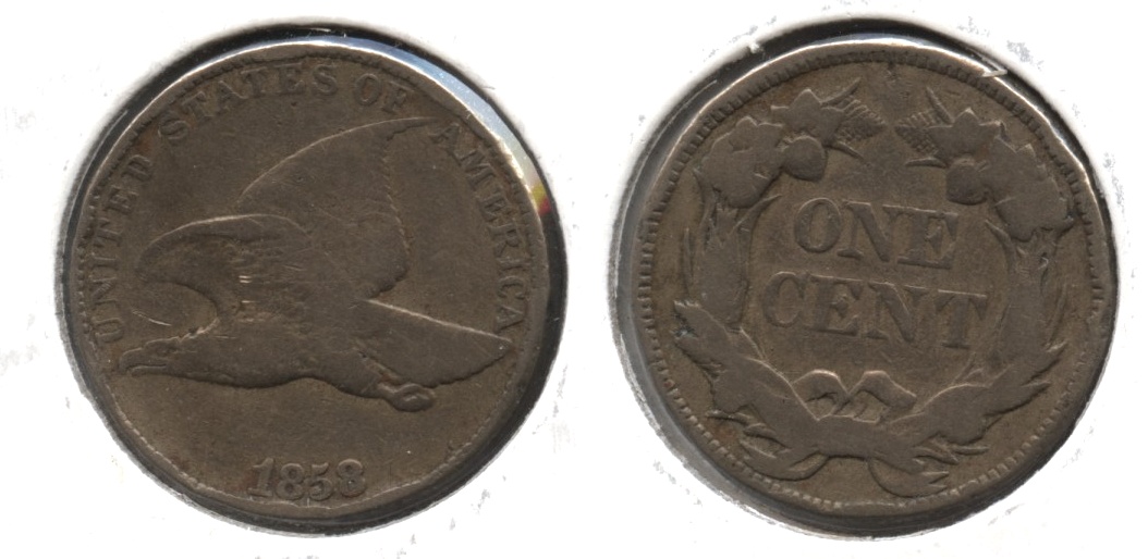 1858 Large Letters Flying Eagle Cent VG-8 #v Lightly Cleaned