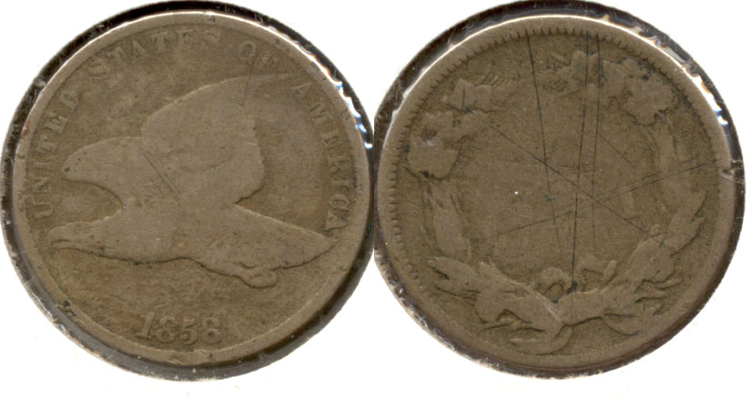 1858 Small Letters Flying Eagle Cent AG-3 g Scratches