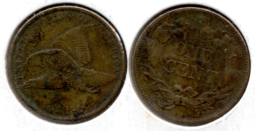 1858 Small Letters Flying Eagle Cent EF-40 c Porous
