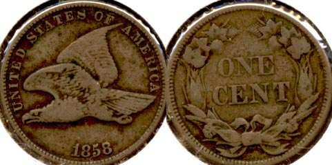 1858 Small Letters Flying Eagle Cent F-12 a