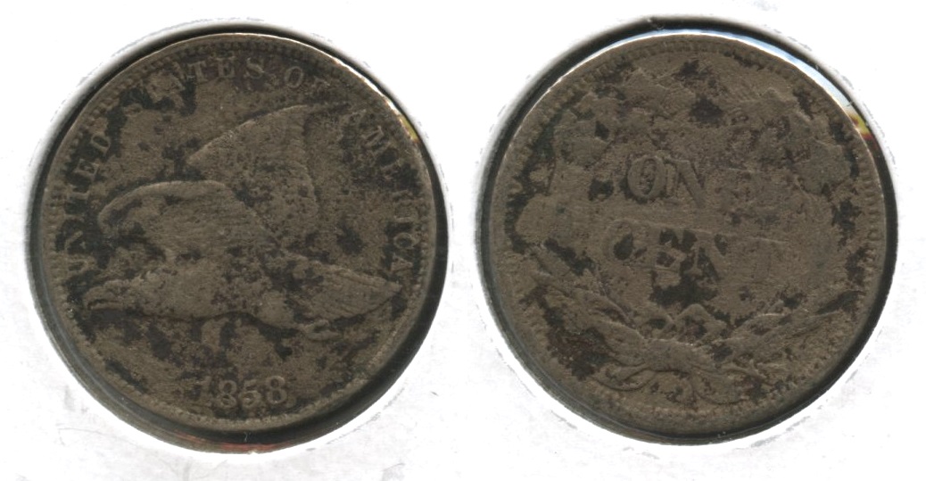 1858 Small Letters Flying Eagle Cent Fine-12 #ah Porous