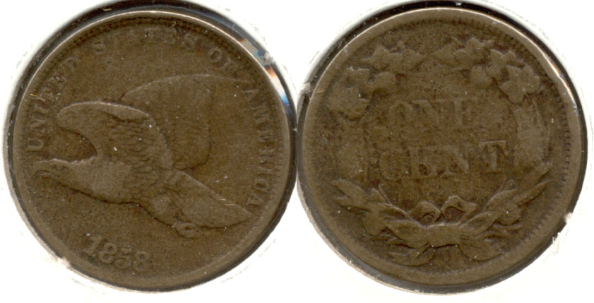 1858 Small Letters Flying Eagle Cent F-12 b