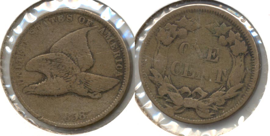 1858 Small Letters Flying Eagle Cent F-12 h
