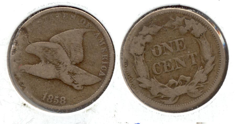 1858 Small Letters Flying Eagle Cent F-12 j Rim Bump