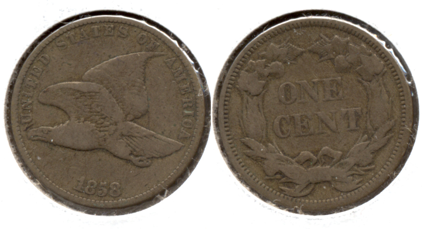 1858 Small Letters Flying Eagle Cent F-12 o