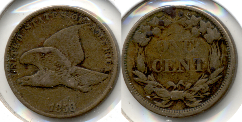 1858 Small Letters Flying Eagle Cent Fine-12 p