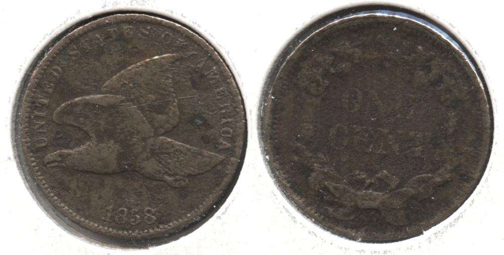 1858 Small Letters Flying Eagle Cent Fine-12 #t Corroded