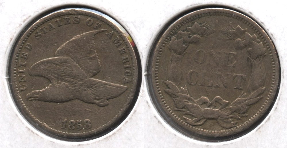 1858 Small Letters Flying Eagle Cent Fine-15 Cleaned