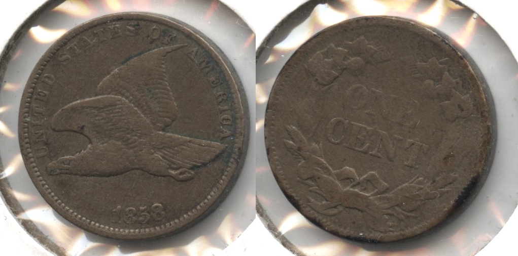 1858 Small Letters Flying Eagle Cent Fine-15 #a Obverse Matter