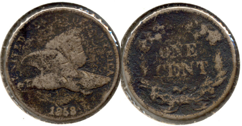 1858 Small Letters Flying Eagle Cent Good-4 a Dark