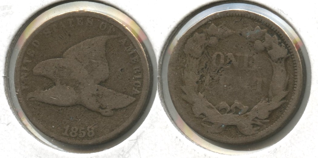 1858 Small Letters Flying Eagle Cent Good-4 #aj Lightly Cleaned
