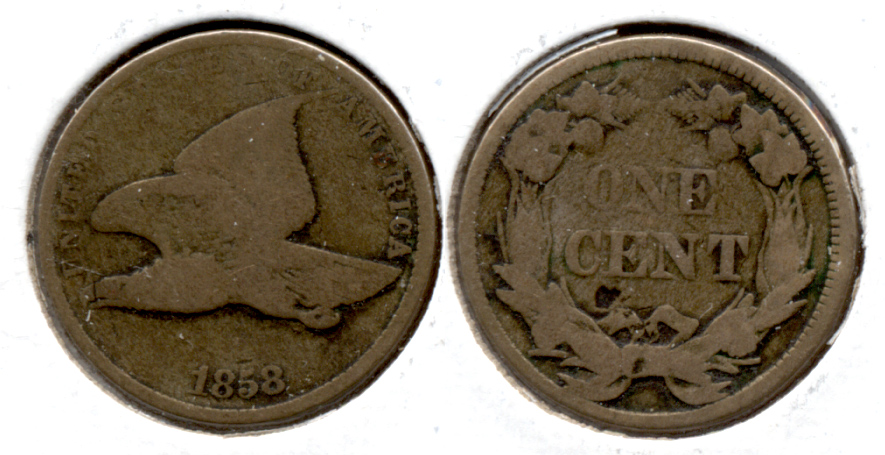 1858 Small Letters Flying Eagle Cent Good-4 m Reverse Tic