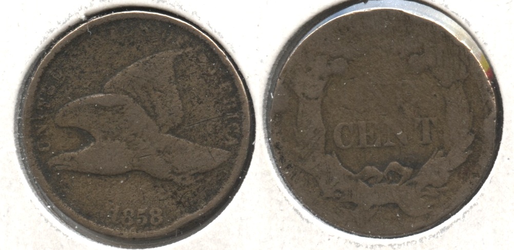 1858 Small Letters Flying Eagle Cent Good-4 #w Porous