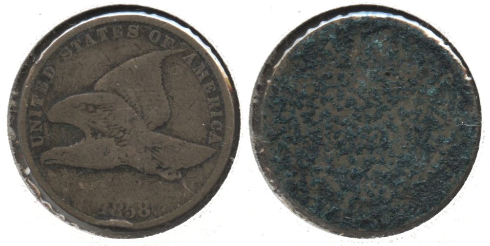 1858 Small Letters Flying Eagle Cent Good-4 #z Green Reverse