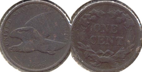 1858 Small Letters Flying Eagle Cent VG-8 Dark