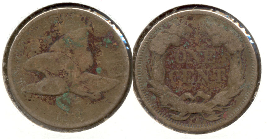 1858 Small Letters Flying Eagle Cent VG-8 a Corrosion