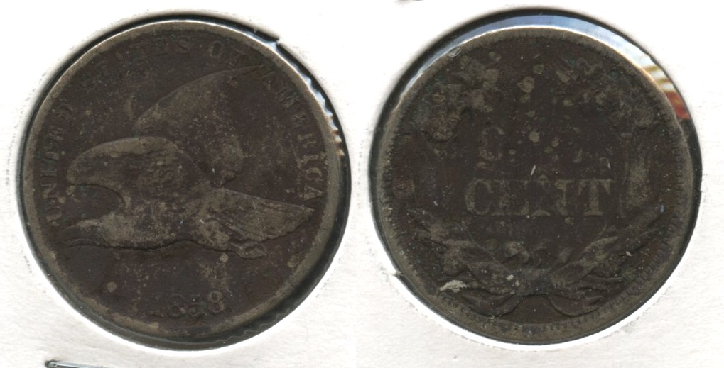 1858 Small Letters Flying Eagle Cent VG-8 #au Dark