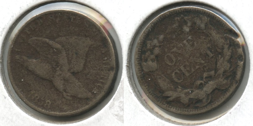1858 Small Letters Flying Eagle Cent VG-8 #aw Porous