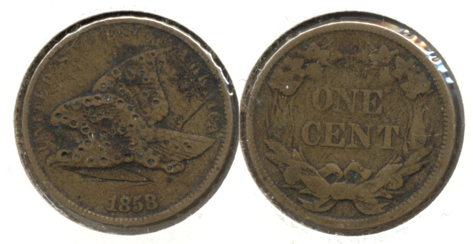 1858 Small Letters Flying Eagle Cent VG-8 f