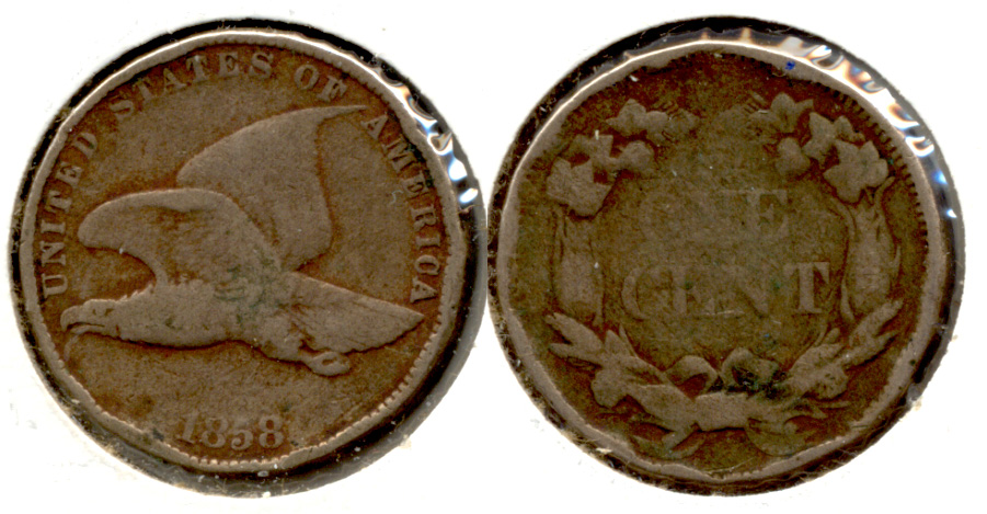 1858 Small Letters Flying Eagle Cent VG-8 j Rim Bumps